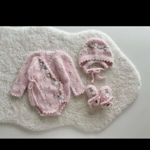Pink Knit Baby Outfit Set